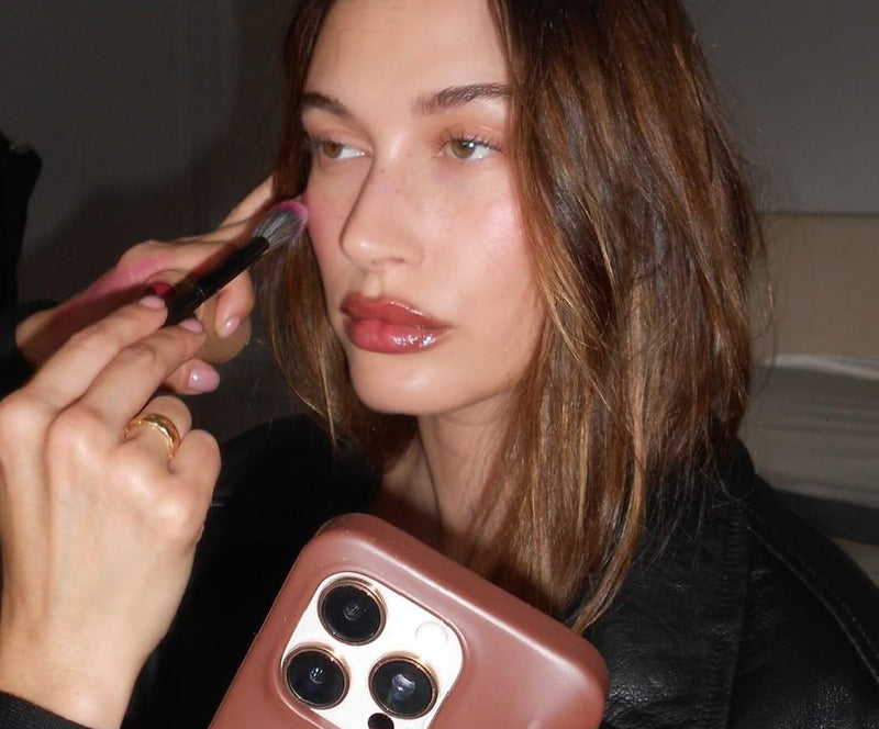 Hailey Bieber wearing peptide lip tint - pbj